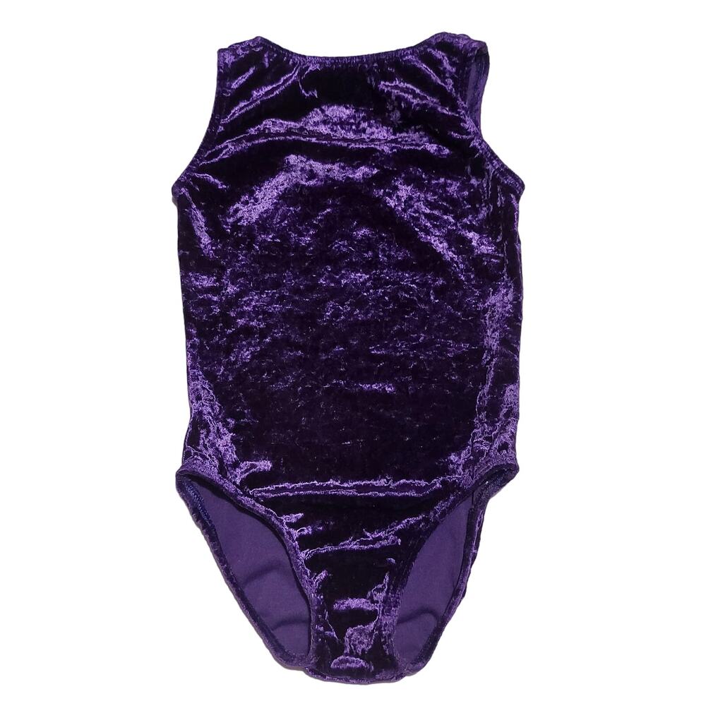 Body Wrappers girls' crushed velvet high neck tank leotard
